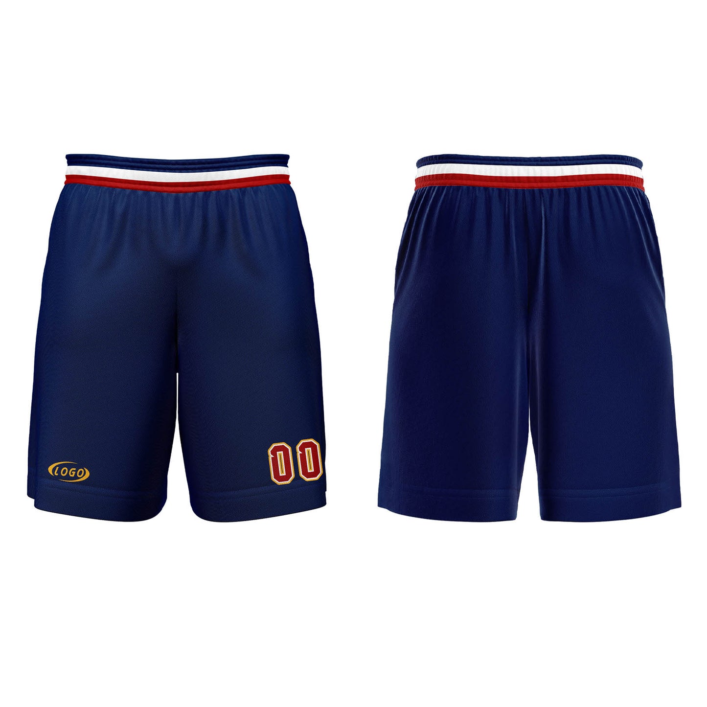 Benutzerdefinierter Blau Rot Gold Weiß Basketball Jersey Uniform Anzug gedruckt Ihr Logo Name Nummer