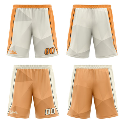 Benutzerdefinierte Creme Orange Reversible Basketball Jersey Personalisierte Drucken Name Nummer Logo