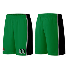 Individuelle Kellygrün Schwarz Basketball Jersey Shorts für Männer und Frauen Gestickter und gedruckter Name, Nummer und Logo