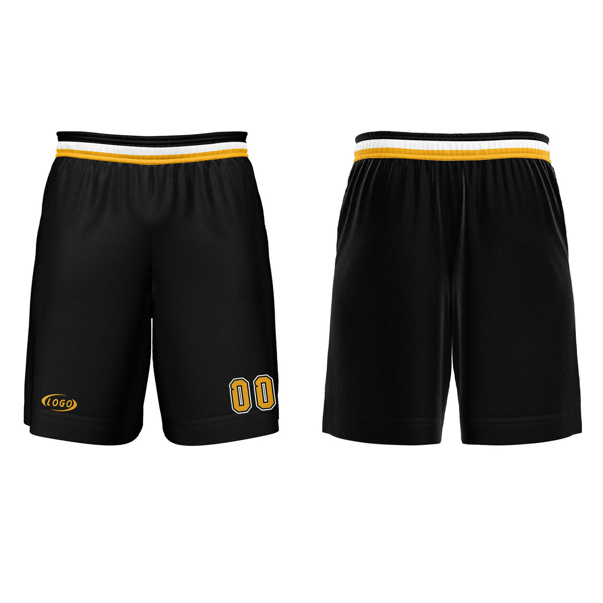 Benutzerdefinierter Schwarz Gelb Weiß Basketball Jersey Uniform Anzug gedruckt Ihr Logo Name Nummer