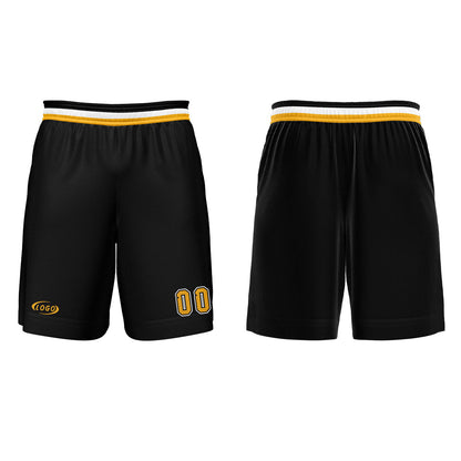 Benutzerdefinierter Schwarz Gelb Weiß Basketball Jersey Uniform Anzug gedruckt Ihr Logo Name Nummer