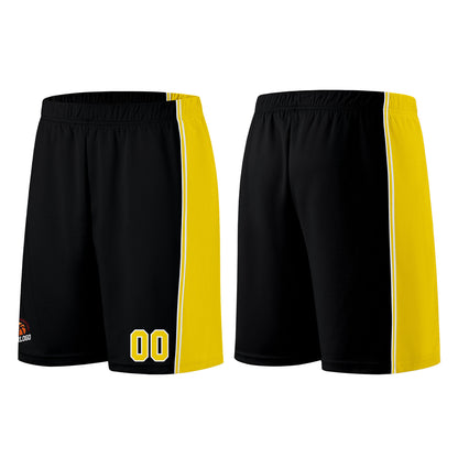 Individuelle Schwarz Gelb Basketball Jersey Shorts für Männer und Frauen Gestickter und gedruckter Name, Nummer und Logo