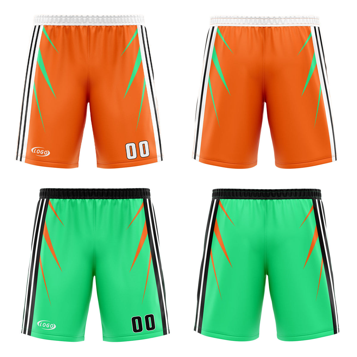 Benutzerdefinierte Orange Grün Reversible Basketball Jersey Personalisierte Drucken Name Nummer Logo