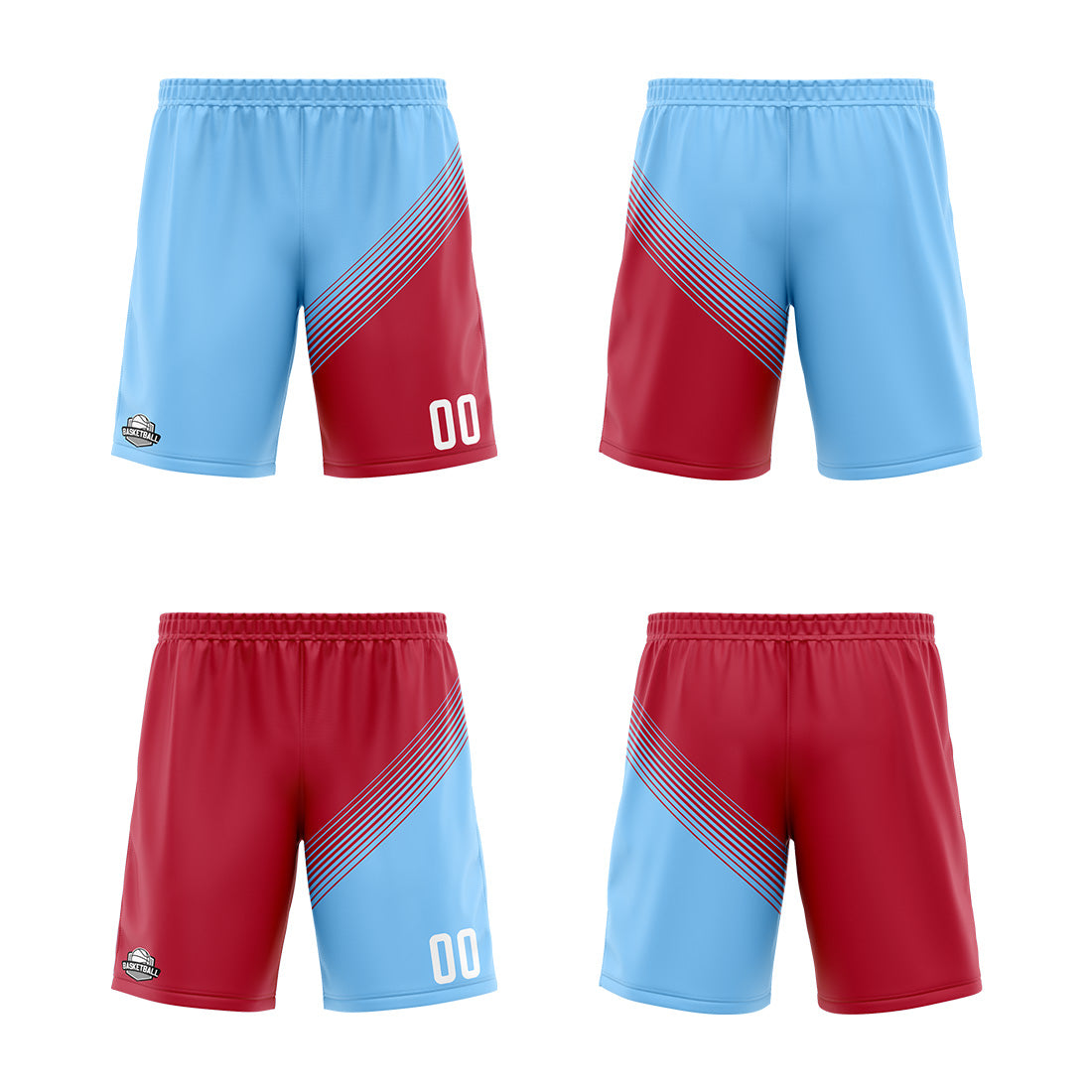 Benutzerdefinierte Blau Rot Reversible Basketball Jersey Personalisierte Print Name Nummer Logo