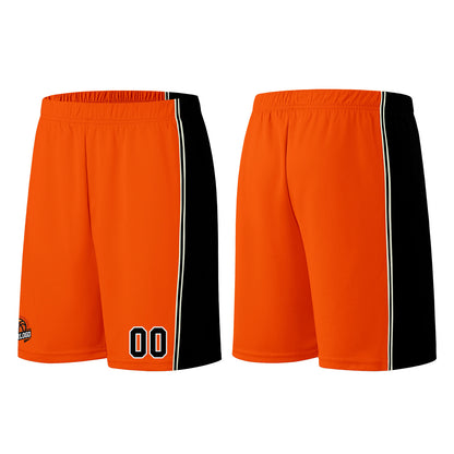 Individuelle Orange-Schwarz Basketball Jersey Shorts für Männer und Frauen Gestickter und gedruckter Name, Nummer und Logo
