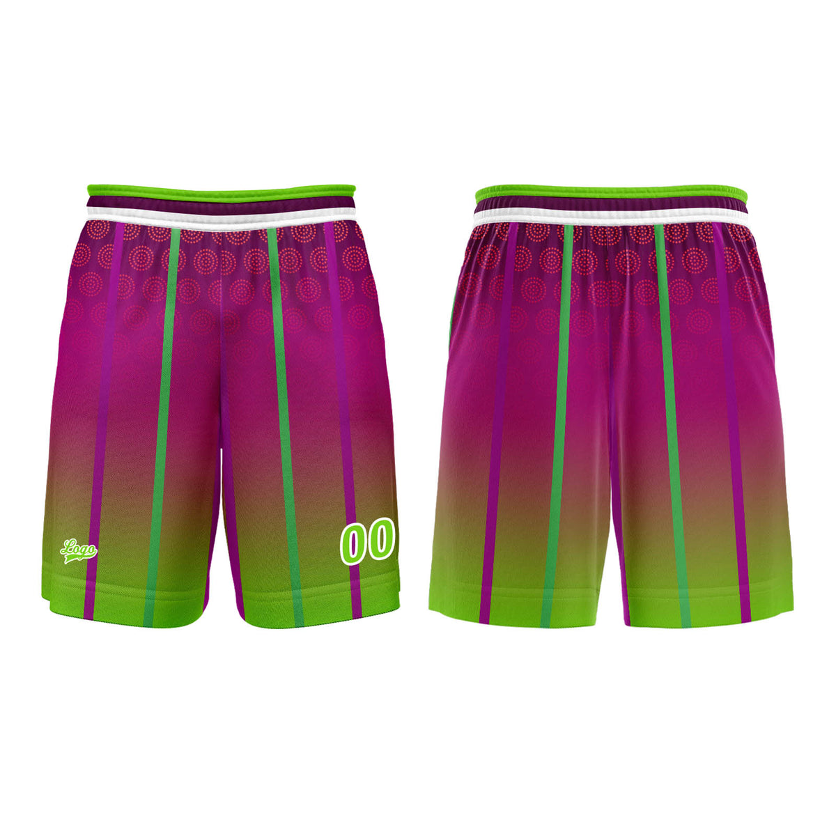 Benutzerdefinierter Lila Grün Basketball Jersey Uniform Anzug gedruckt Ihr Logo Name Nummer