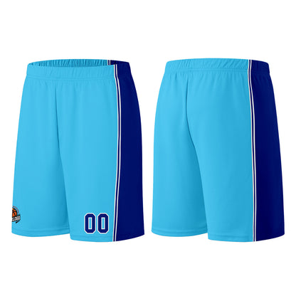 Individuelle Hellblau Königlich Basketball Jersey Shorts für Männer und Frauen Gestickter und gedruckter Name, Nummer und Logo
