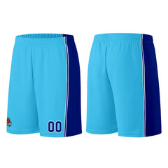 Individuelle Hellblau Königlich Basketball Jersey Shorts für Männer und Frauen Gestickter und gedruckter Name, Nummer und Logo