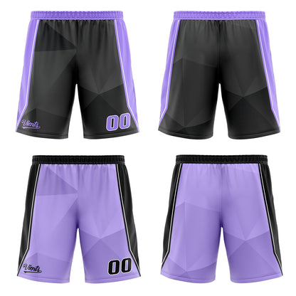 Benutzerdefinierte Schwarz Lichtlila Reversible Basketball Jersey Personalisierte Drucken Name Nummer Logo