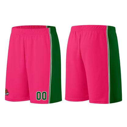 Individuelle Rosa-Grün Basketball Jersey Shorts für Männer und Frauen Gestickter und gedruckter Name, Nummer und Logo