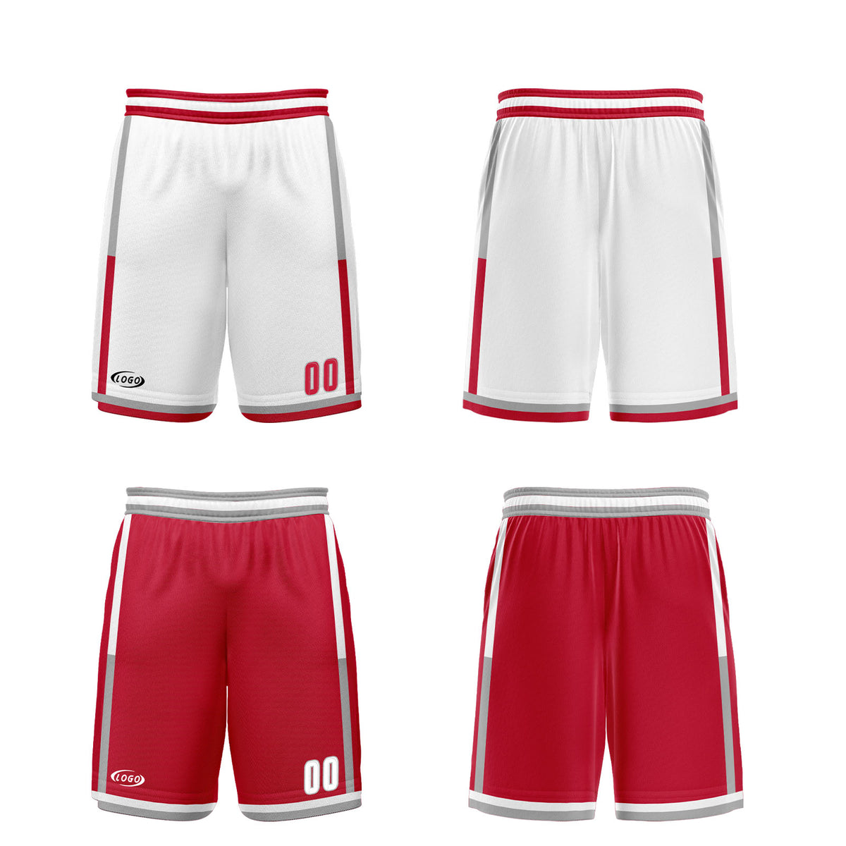 Benutzerdefinierte Weiß Rot Reversible Basketball Jersey Personalisierte Drucken Name Nummer Logo