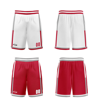 Benutzerdefinierte Weiß Rot Reversible Basketball Jersey Personalisierte Drucken Name Nummer Logo