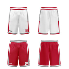 Benutzerdefinierte Weiß Rot Reversible Basketball Jersey Personalisierte Drucken Name Nummer Logo