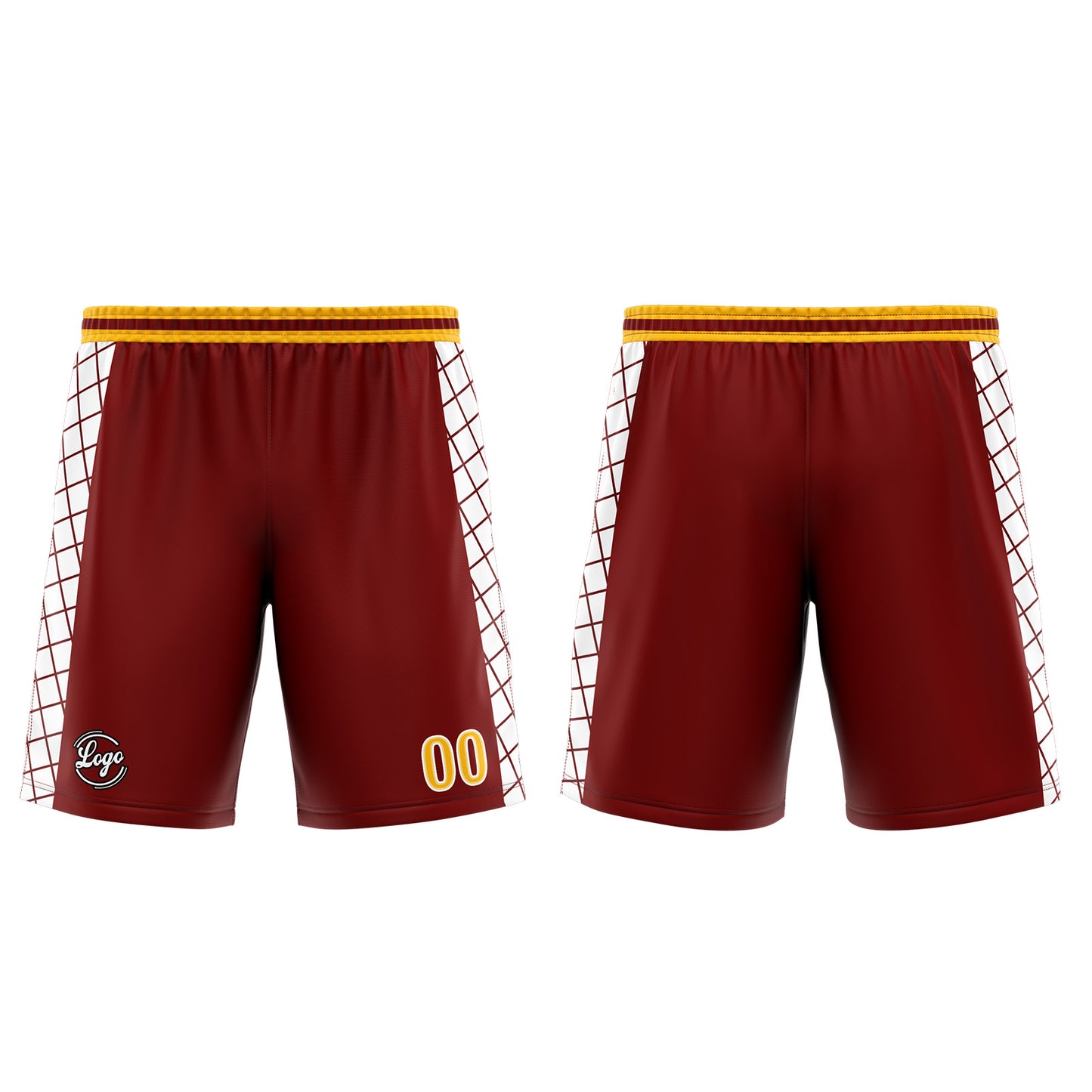 Benutzerdefinierter Burgund Gelb Basketball Jersey Uniform Anzug gedruckt Ihr Logo Name Nummer
