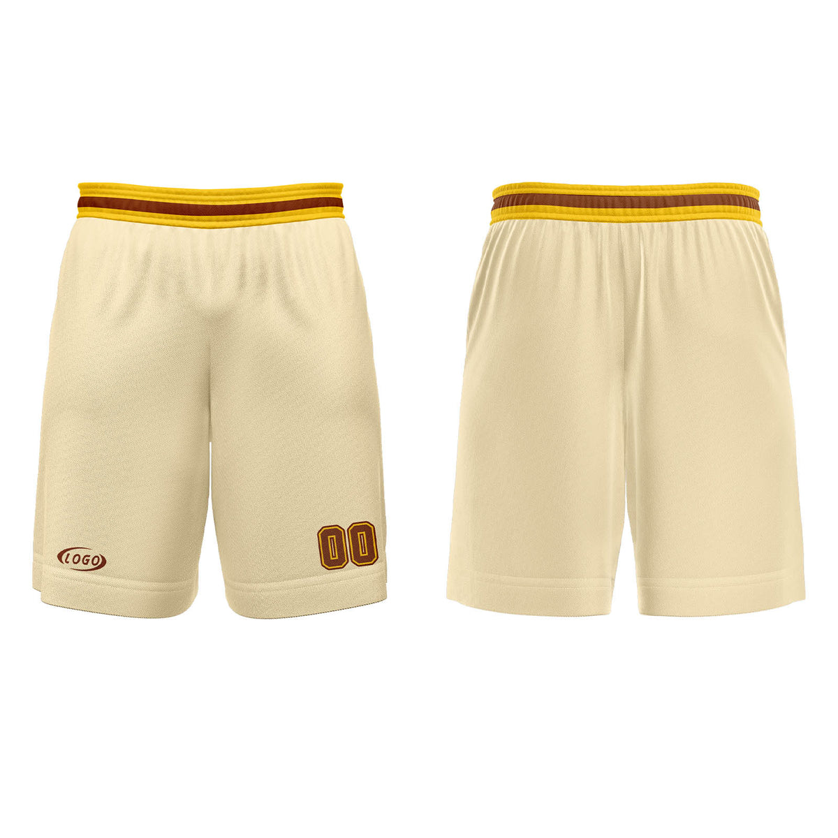 Benutzerdefinierter Creme Braun Gelb Basketball Jersey Uniform Anzug gedruckt Ihr Logo Name Nummer