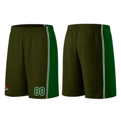 Individuelle Armeegrün-Grün Basketball Jersey Shorts für Männer und Frauen Gestickter und gedruckter Name, Nummer und Logo
