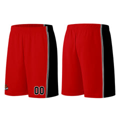 Individuelle Rot Schwarz Basketball Jersey Shorts für Männer und Frauen Gestickter und gedruckter Name, Nummer und Logo