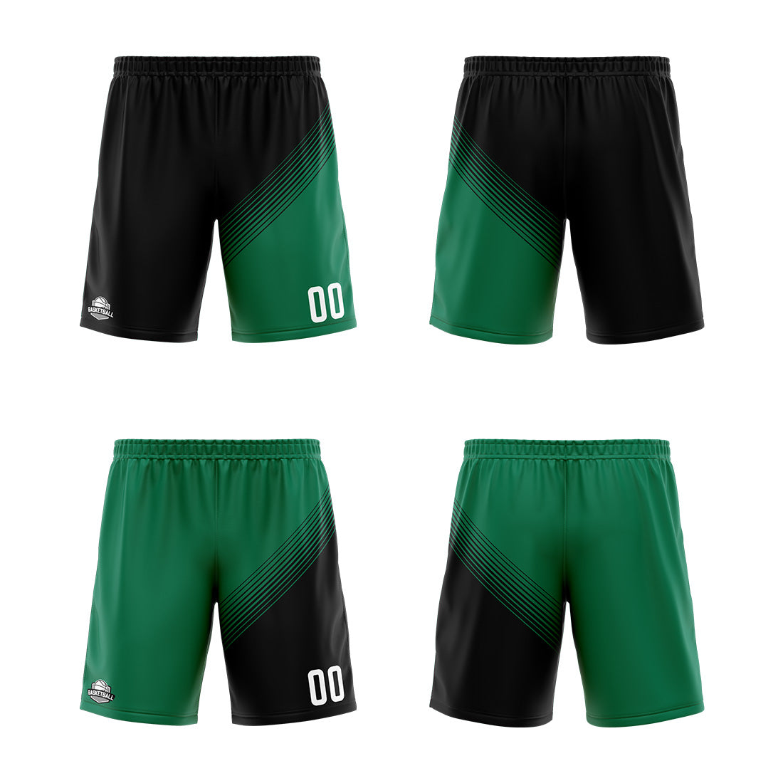 Benutzerdefinierte Schwarz Grün Reversible Basketball Jersey Personalisierte Print Name Nummer Logo
