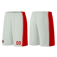 Individuelle Grau-Rot Basketball Jersey Shorts für Männer und Frauen Gestickter und gedruckter Name, Nummer und Logo