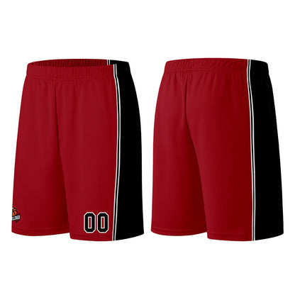 Individuelle Burgund Schwarz Basketball Jersey Shorts für Männer und Frauen Gestickter und gedruckter Name, Nummer und Logo