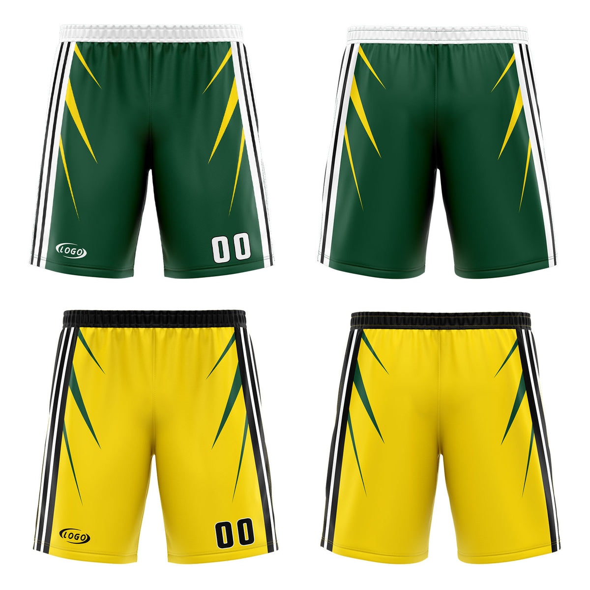 Benutzerdefinierte Grün Gelb Reversible Basketball Jersey Personalisierte Drucken Name Nummer Logo