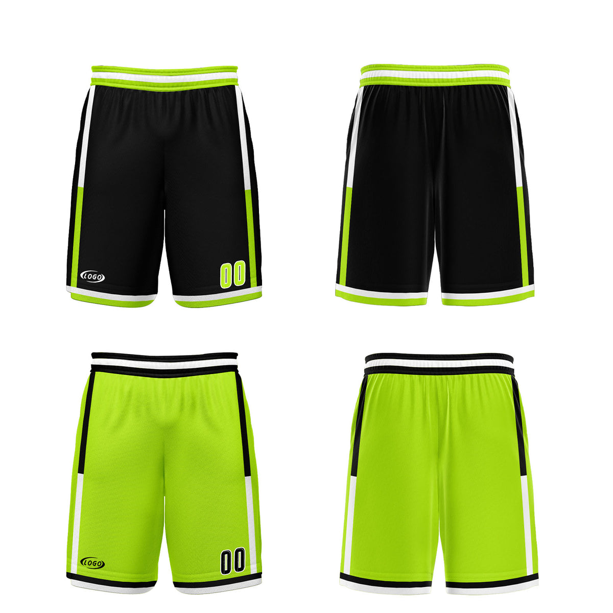 Benutzerdefinierte Schwarz Neongrün Reversible Basketball Jersey Personalisierte Drucken Name Nummer Logo