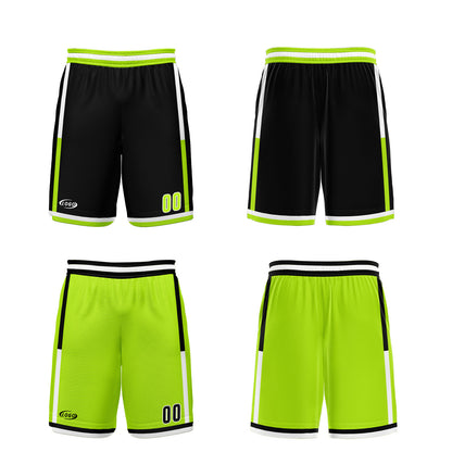 Benutzerdefinierte Schwarz Neongrün Reversible Basketball Jersey Personalisierte Drucken Name Nummer Logo