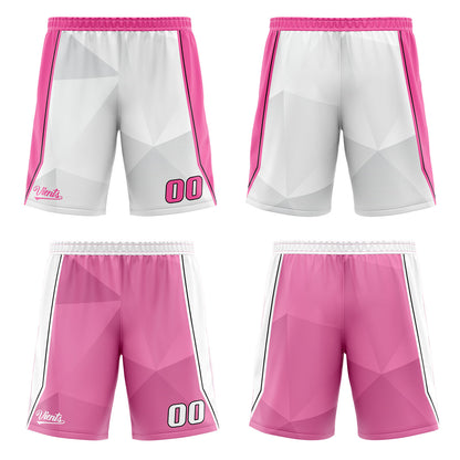 Benutzerdefinierte Weiß Rosa Reversible Basketball Jersey Personalisierte Drucken Name Nummer Logo