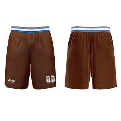 Benutzerdefinierter Braun Weiß Grau Blau Basketball Jersey Uniform Anzug gedruckt Ihr Logo Name Nummer