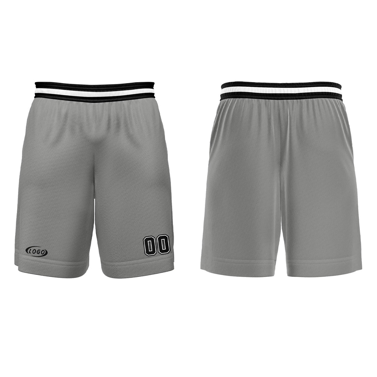Benutzerdefinierter Grau Schwarz Weiß Basketball Jersey Uniform Anzug gedruckt Ihr Logo Name Nummer