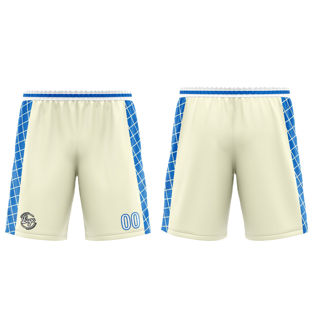 Benutzerdefinierter Creme Blau Basketball Jersey Uniform Anzug gedruckt Ihr Logo Name Nummer