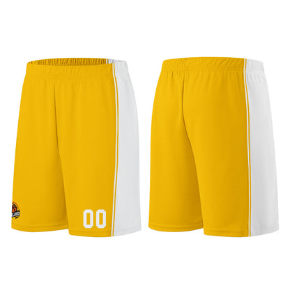 Individuelle Gelb Weiß Basketball Jersey Shorts für Männer und Frauen Gestickter und gedruckter Name, Nummer und Logo