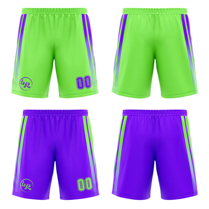 Benutzerdefinierte Grün Lila Reversible Basketball Jersey Personalisierte Drucken Name Nummer Logo