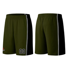 Individuelle Armeegrün-Schwarz Basketball Jersey Shorts für Männer und Frauen Gestickter und gedruckter Name, Nummer und Logo