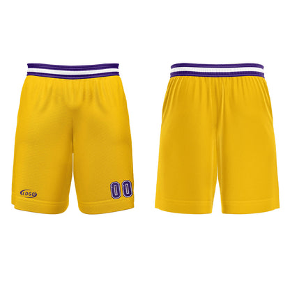 Benutzerdefinierter Gelb Lila Weiß Basketball Jersey Uniform Anzug gedruckt Ihr Logo Name Nummer