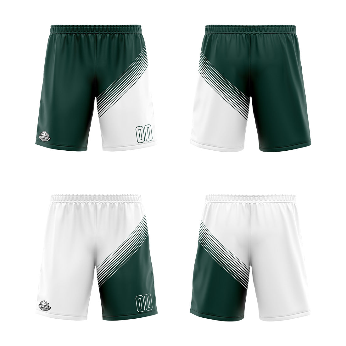 Benutzerdefinierte Grün Weiß Reversible Basketball Jersey Personalisierte Print Name Nummer Logo