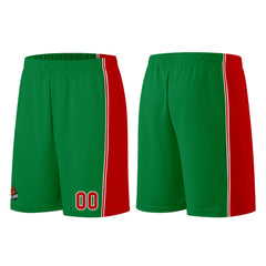 Individuelle Kelly Grün Rot Basketball Jersey Shorts für Männer und Frauen Gestickter und gedruckter Name, Nummer und Logo
