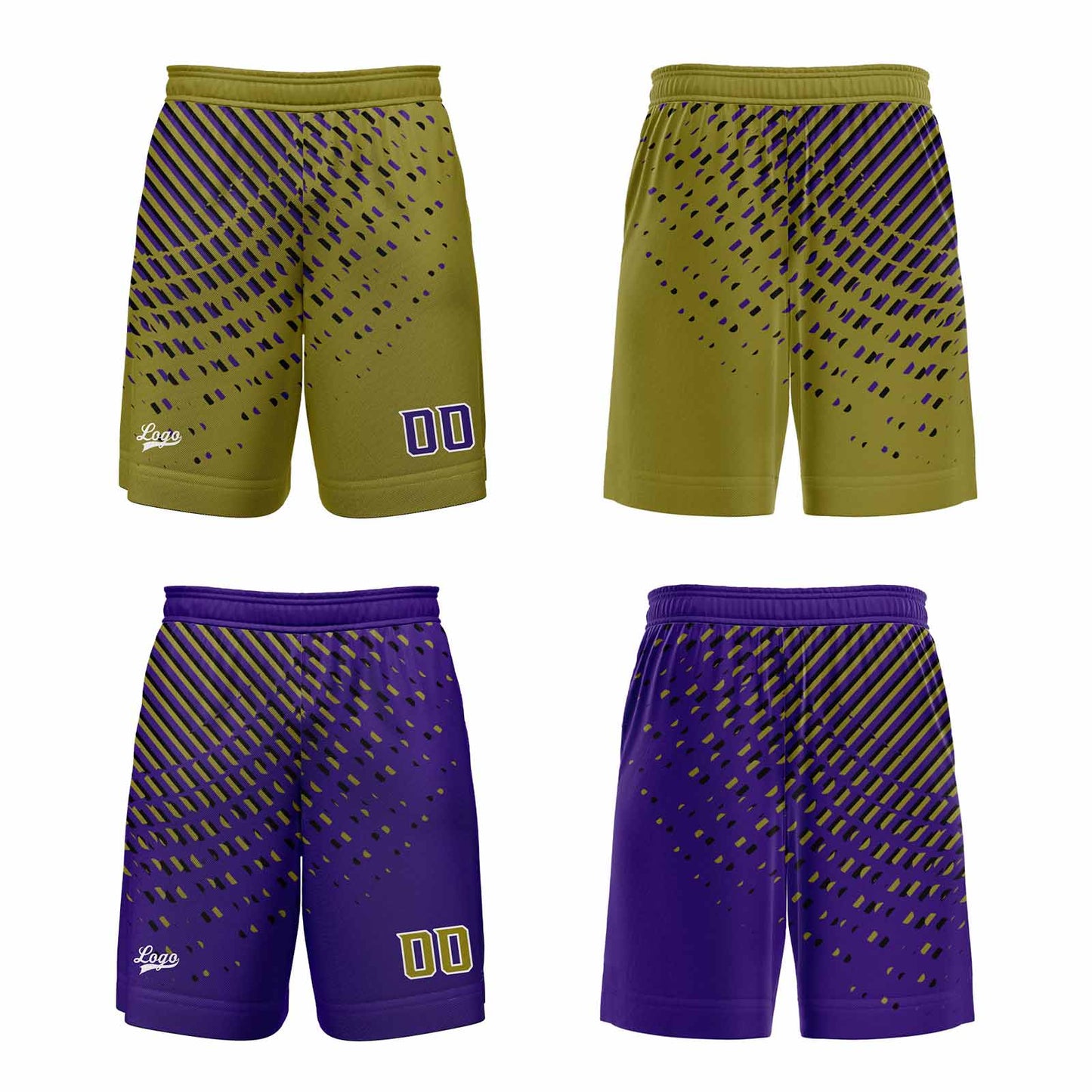 Benutzerdefinierte Gold Lila Reversible Basketball Jersey Personalisierte Print Name Nummer Logo