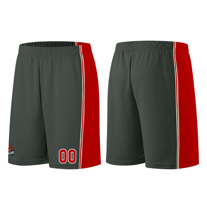 Individuelle Dunkelgrau-Rot Basketball Jersey Shorts für Männer und Frauen Gestickter und gedruckter Name, Nummer und Logo