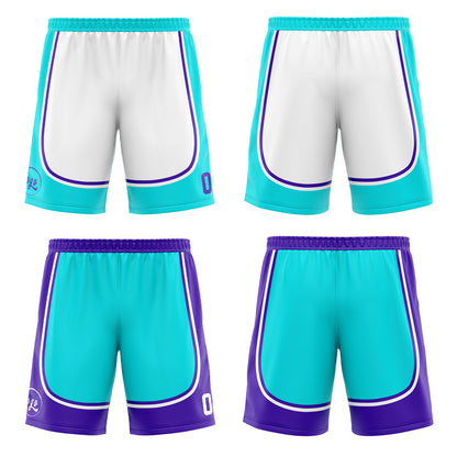 Benutzerdefinierte Hellblau Lila Reversible Basketball Jersey Personalisierte Drucken Name Nummer Logo