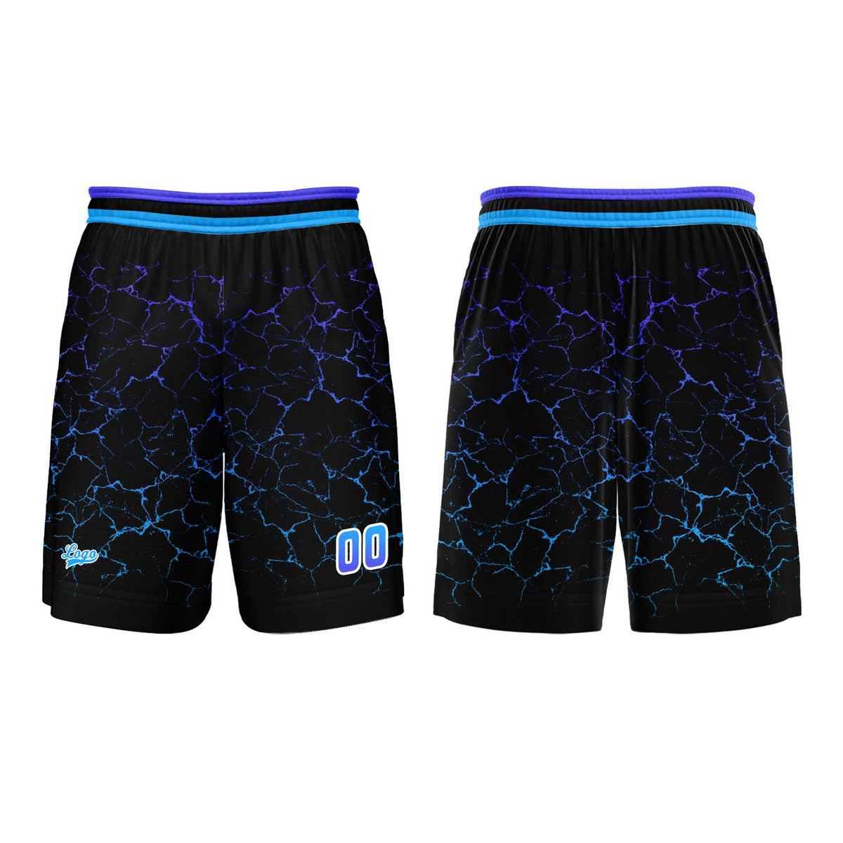 Benutzerdefinierter Blau Lila Basketball Jersey Uniform Anzug gedruckt Ihr Logo Name Nummer