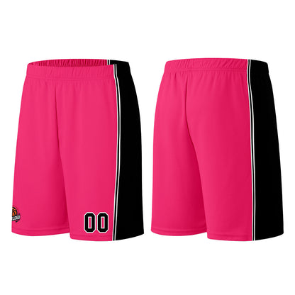 Individuelle Rosa-Schwarz Basketball Jersey Shorts für Männer und Frauen Gestickter und gedruckter Name, Nummer und Logo
