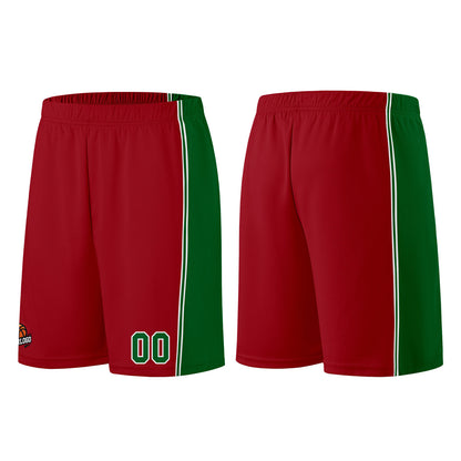 Individuelle Burgund Grün Basketball Jersey Shorts für Männer und Frauen Gestickter und gedruckter Name, Nummer und Logo