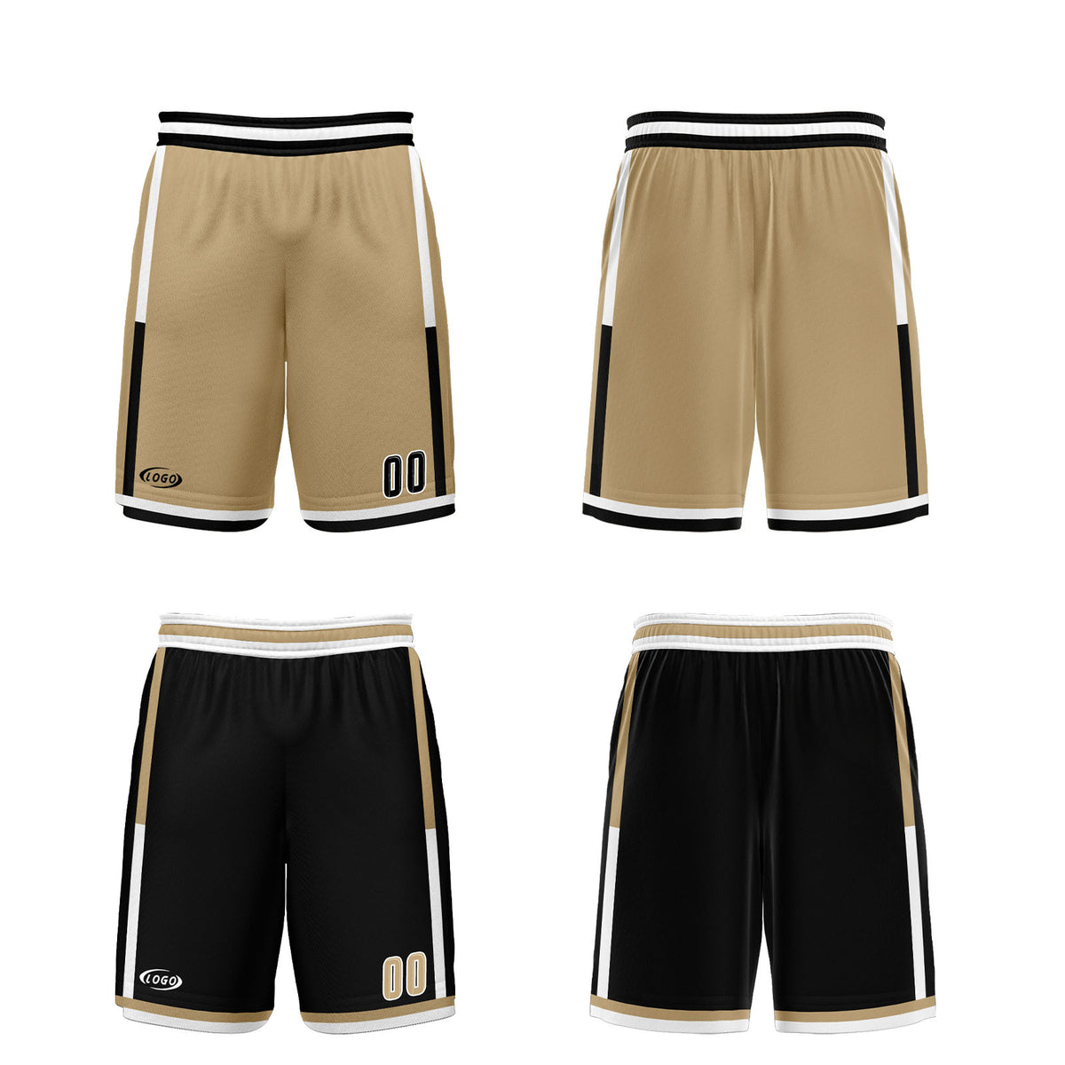 Benutzerdefinierte Gold Schwarz Reversible Basketball Jersey Personalisierte Drucken Name Nummer Logo