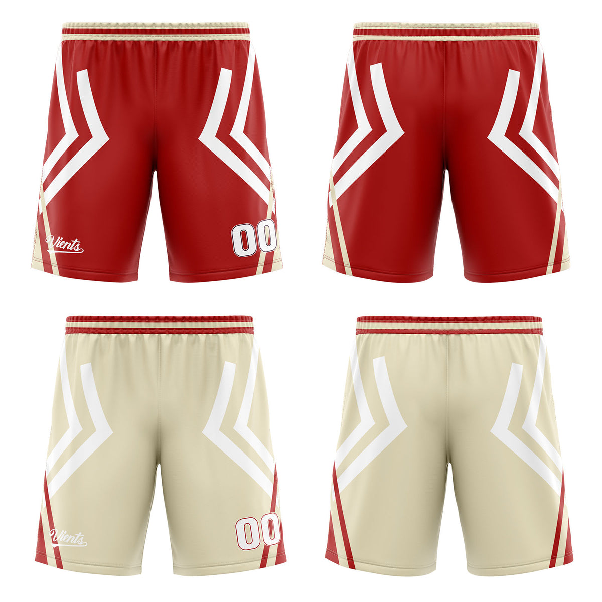 Benutzerdefinierte Rot Creme Reversible Basketball Jersey Personalisierte Drucken Name Nummer Logo