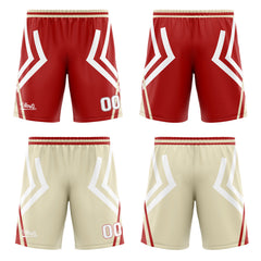 Benutzerdefinierte Rot Creme Reversible Basketball Jersey Personalisierte Drucken Name Nummer Logo