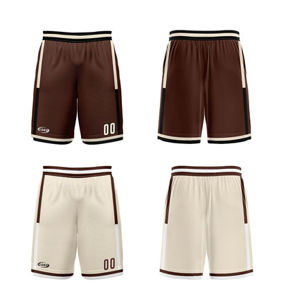 Benutzerdefinierte Braun Creme Reversible Basketball Jersey Personalisierte Drucken Name Nummer Logo