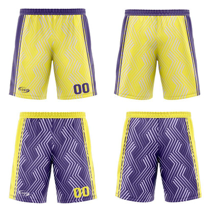 Benutzerdefinierte Gelb Lila Reversible Basketball Jersey Personalisierte Drucken Name Nummer Logo