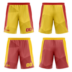 Benutzerdefinierte Gelb Rot Reversible Basketball Jersey Personalisierte Drucken Name Nummer Logo