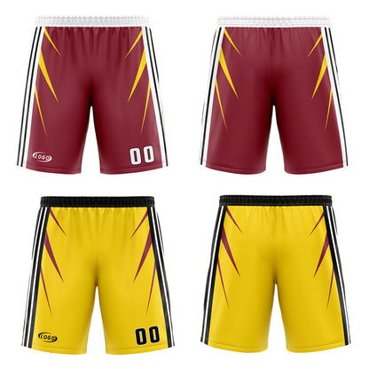 Benutzerdefinierte Rot Gelb Reversible Basketball Jersey Personalisierte Drucken Name Nummer Logo